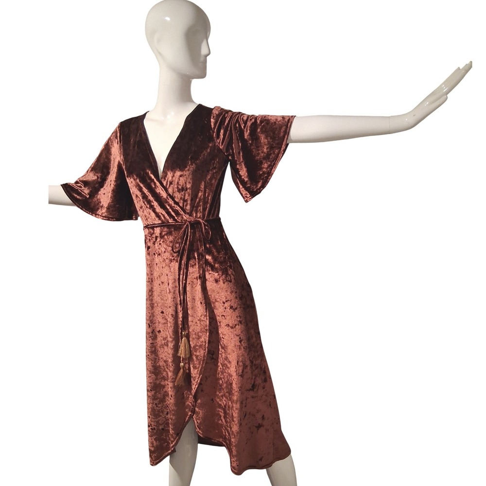 Uncle Franks Crushed Velvet Womens size Small Wrap Holiday Whimsi Fairy Dress‎